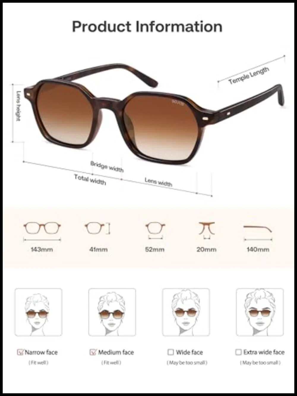 Polarized Retro Square Sunglasses for Women Men UV400 Protection